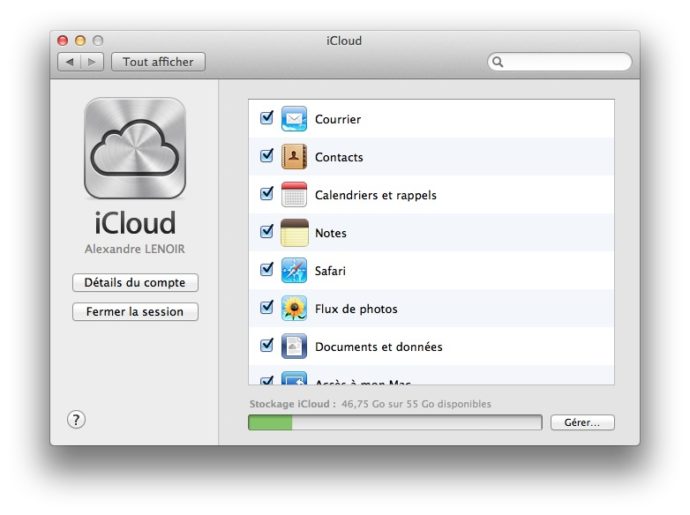 Работа MAC-версии iCloud