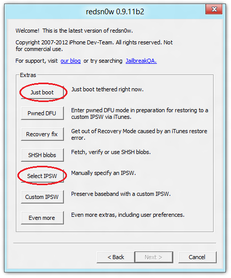 Включение устройства с привязанным джейлбрейком (Just Boot)
