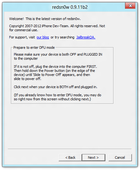 Включение устройства с привязанным джейлбрейком (Just Boot)