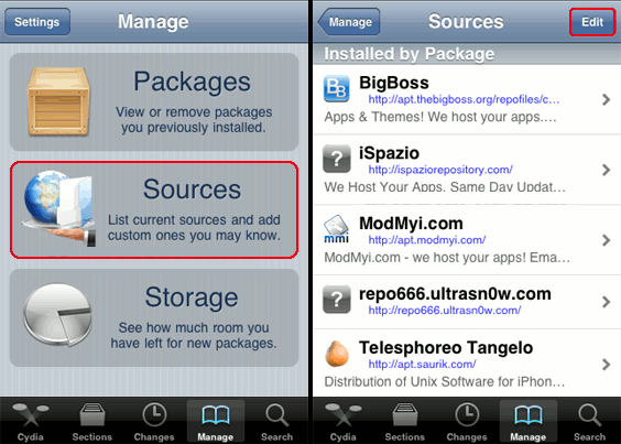 Источники Cydia