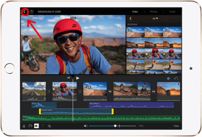 Кнопка возврата в iMovie
