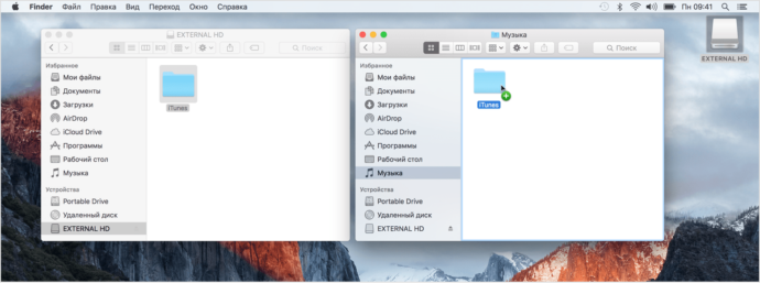 Копирование медиатеки на MAC
